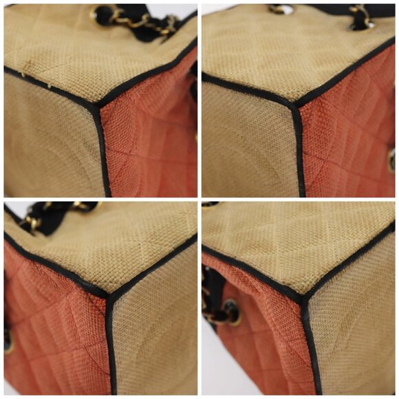 CHANEL Matelasse Chain Hand Bag Raffia Orange Gold CC Auth 130503 - Picture 15 of 15